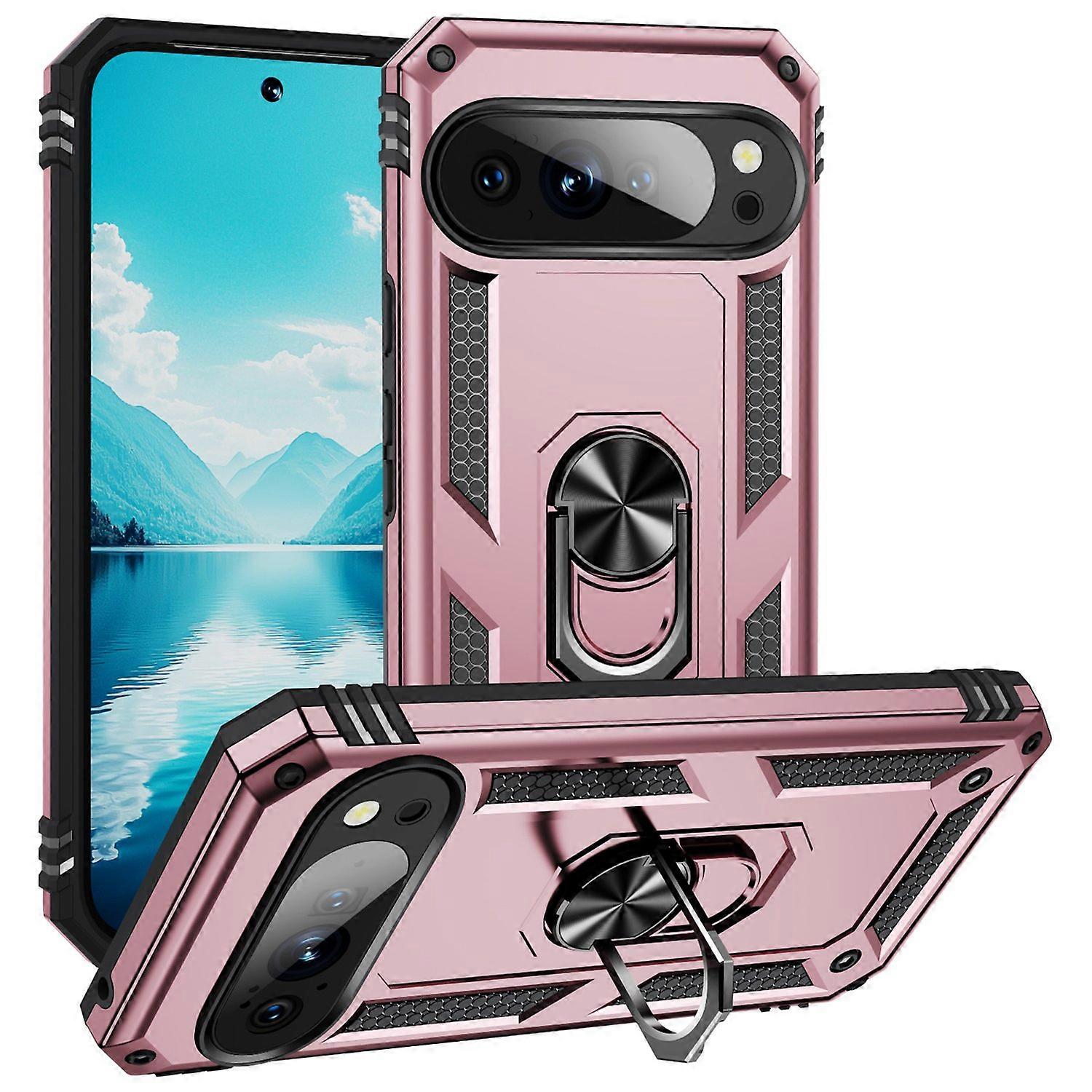For Google Pixel 10 Pro XL Case PC + TPU Phone Cover with Kickstand - Rose Gold