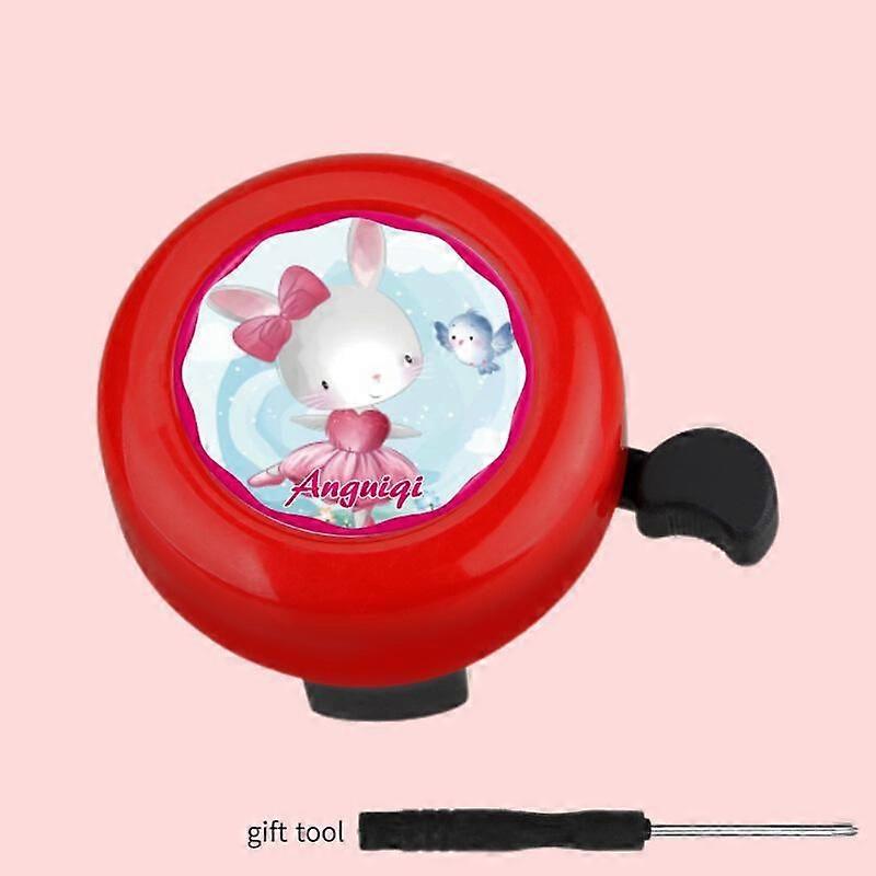 Κλασικό κουδούνι ποδηλάτου Αλουμίνιο Δυνατό κουδούνι ποδηλάτου Αξεσουάρ ποδηλάτου-κινούμενα σχέδια κόκκινο κουνέλι + εργαλεία (δύο)