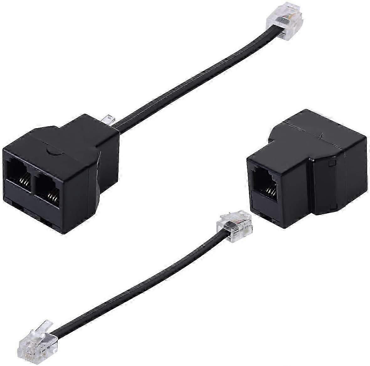 Telefonkabeladapter - Rj11 telefonsplitter (2pack svart)