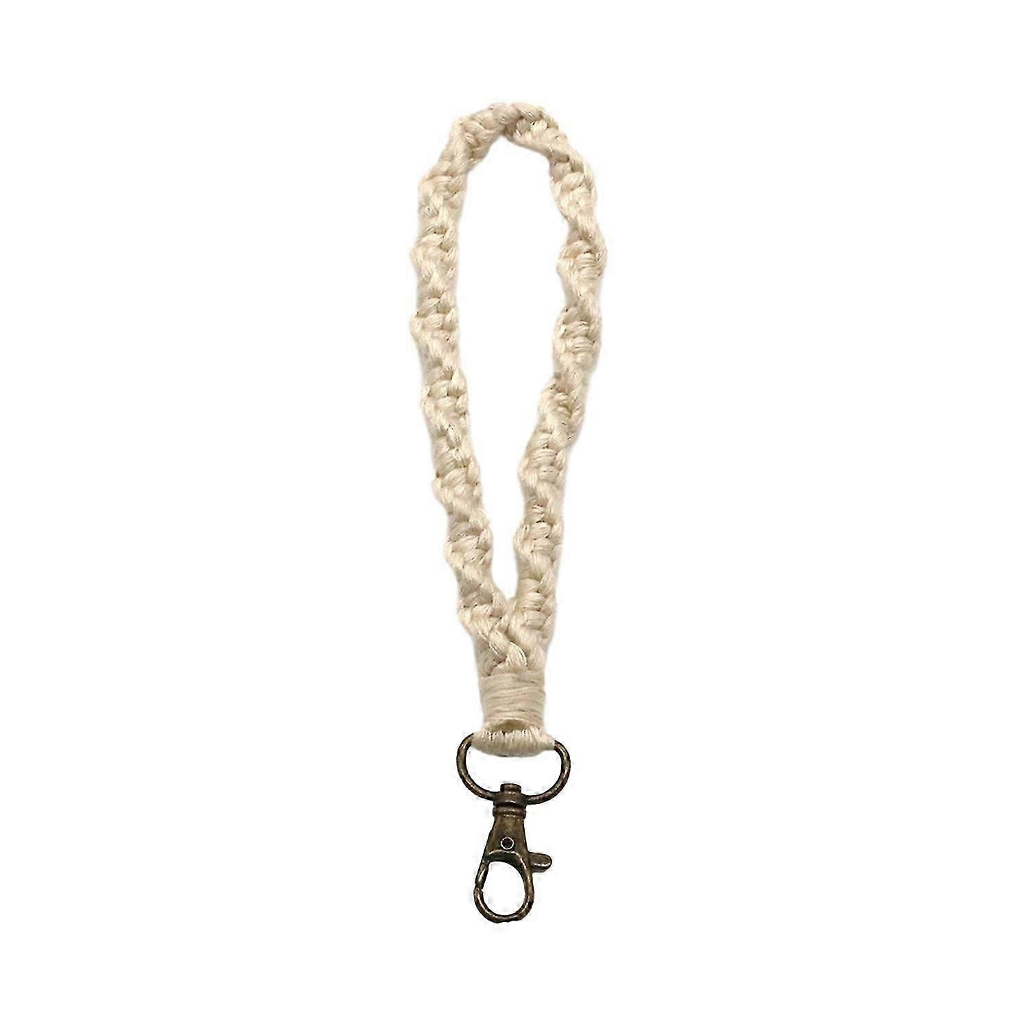 Crochet Keychain Lanyard with Hanging Buckle Handmade Hand Wrist Strap Solid Color Car Key Ring
