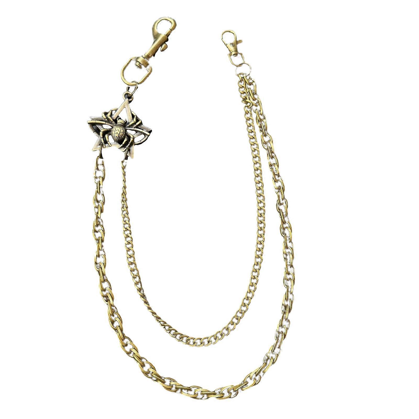 Street Style Bronze Pants Chain Double Layered Bronze Pants Chain Adornment Featuring a Stylish Spiders Design