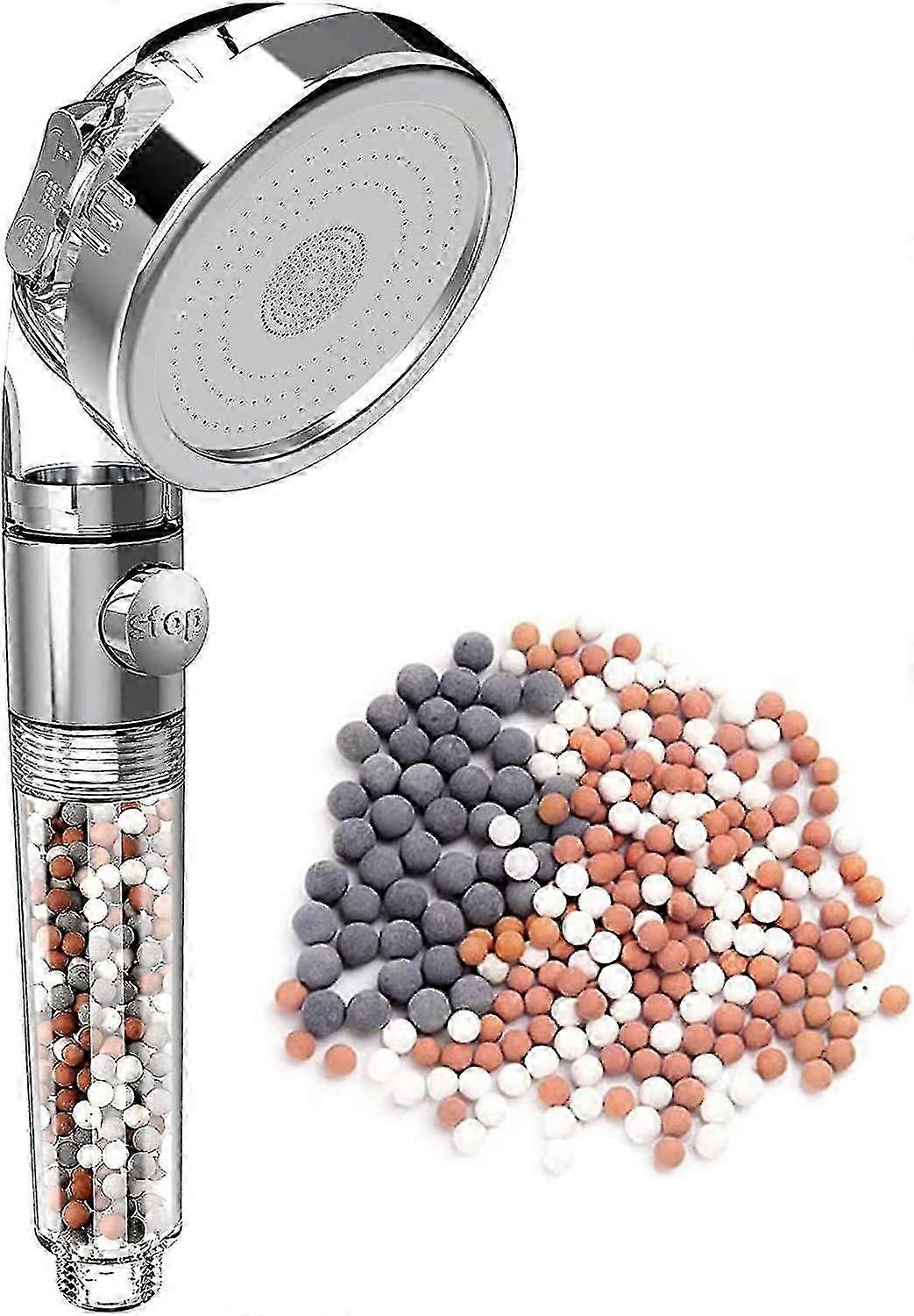 New Shower Head 3 Mode High Pressure 40% Water Saving Filters Adjustable Ionic