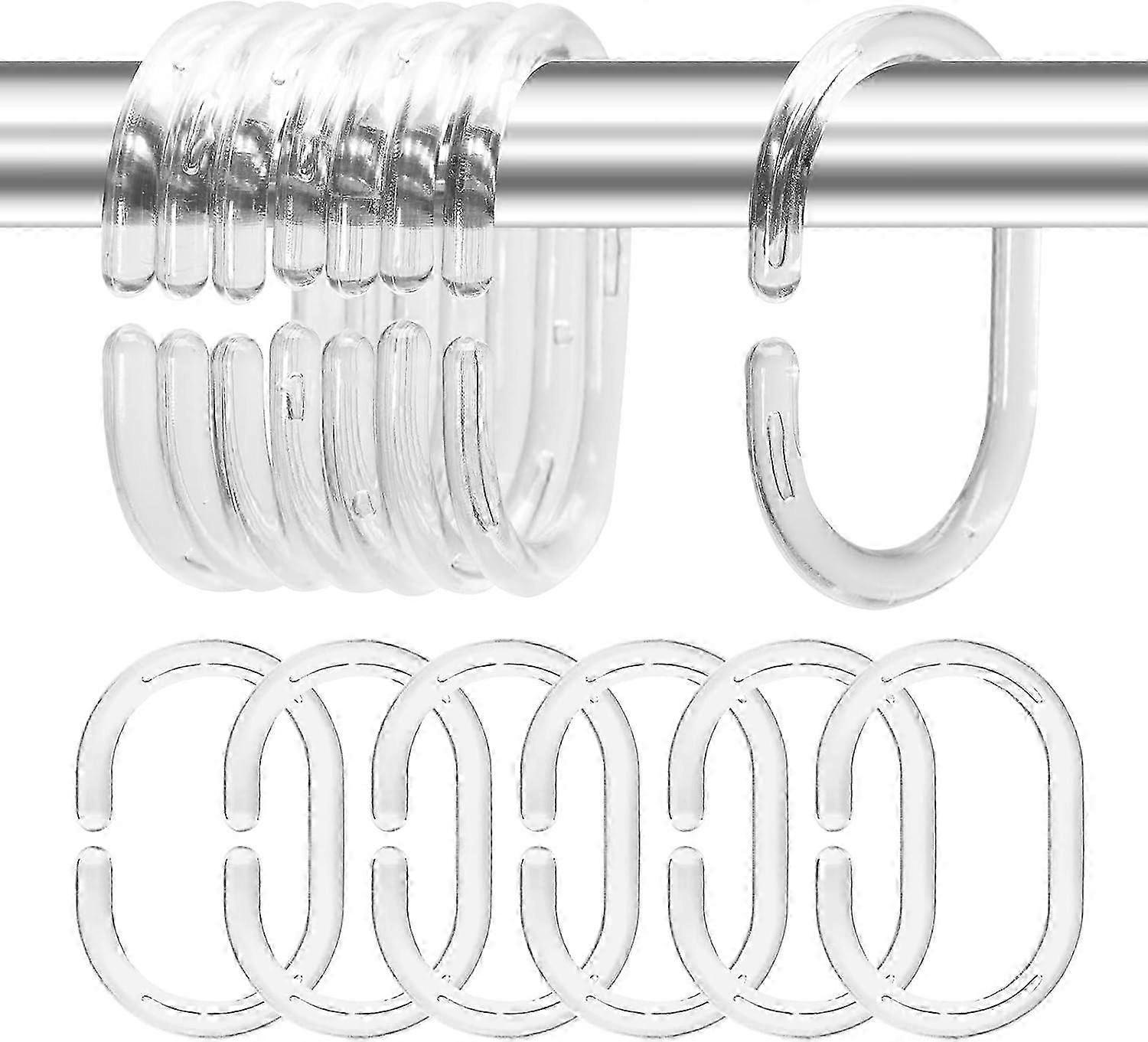 Clear Plastic Shower Curtain Ring Hooks for 24 Pack Bathroom Shower Rods