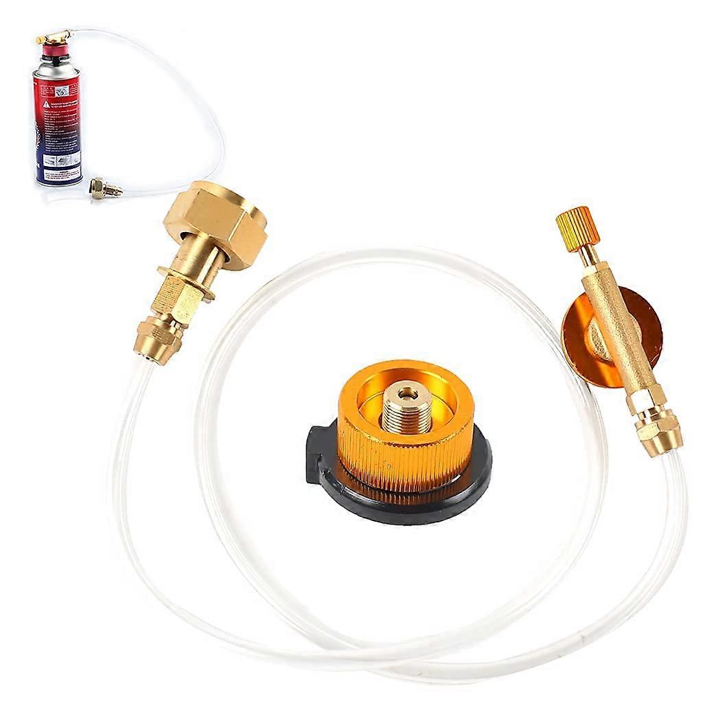 Propane Refill Adapter for Outdoor Camping Cooker, LPG Flat Cylinder Coupler Gas Conversion Bottle Adapter with Gas Hose
