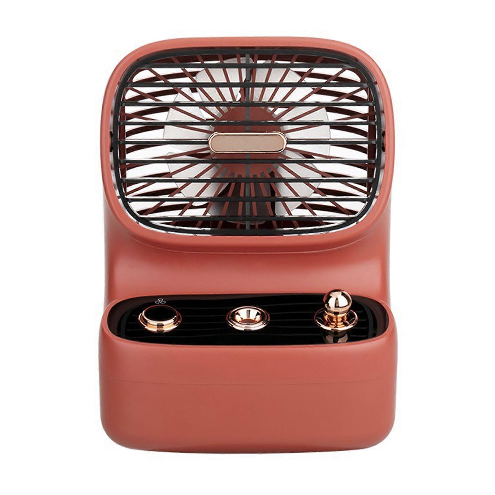 USB Desktop Cooling Fan 3-speed Adjustable Small Air Conditioning Fan Gaming Machine Shape Small Humidifier Spray Fan  Red