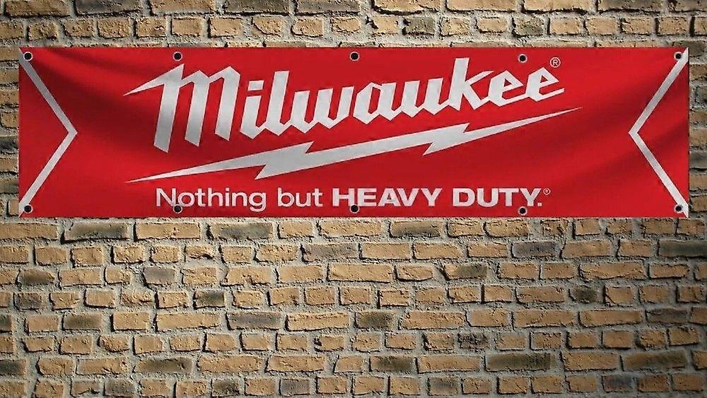 Milwaukee ηλεκτρικά εργαλεία 2x8 FT σημαία επίδειξης αυτοκινήτων πανό για το εργαστήριο Man Cave Wall QQTO562