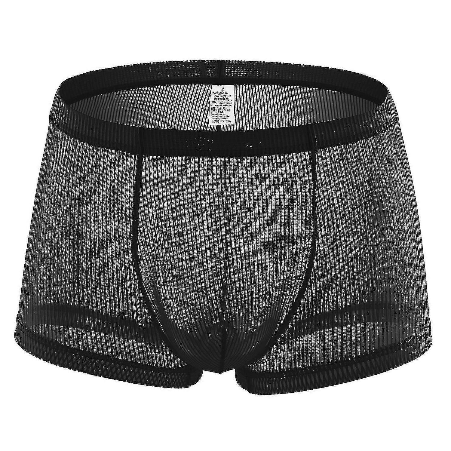 Genomskinliga randiga boxertrosor för män Byxor andas underkläder Erotiska kalsonger