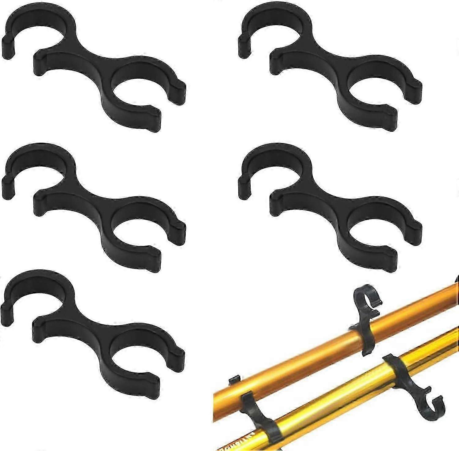 20pcs Black Hiking Pole Clips - Plastic Clamp Guide for Walking Poles