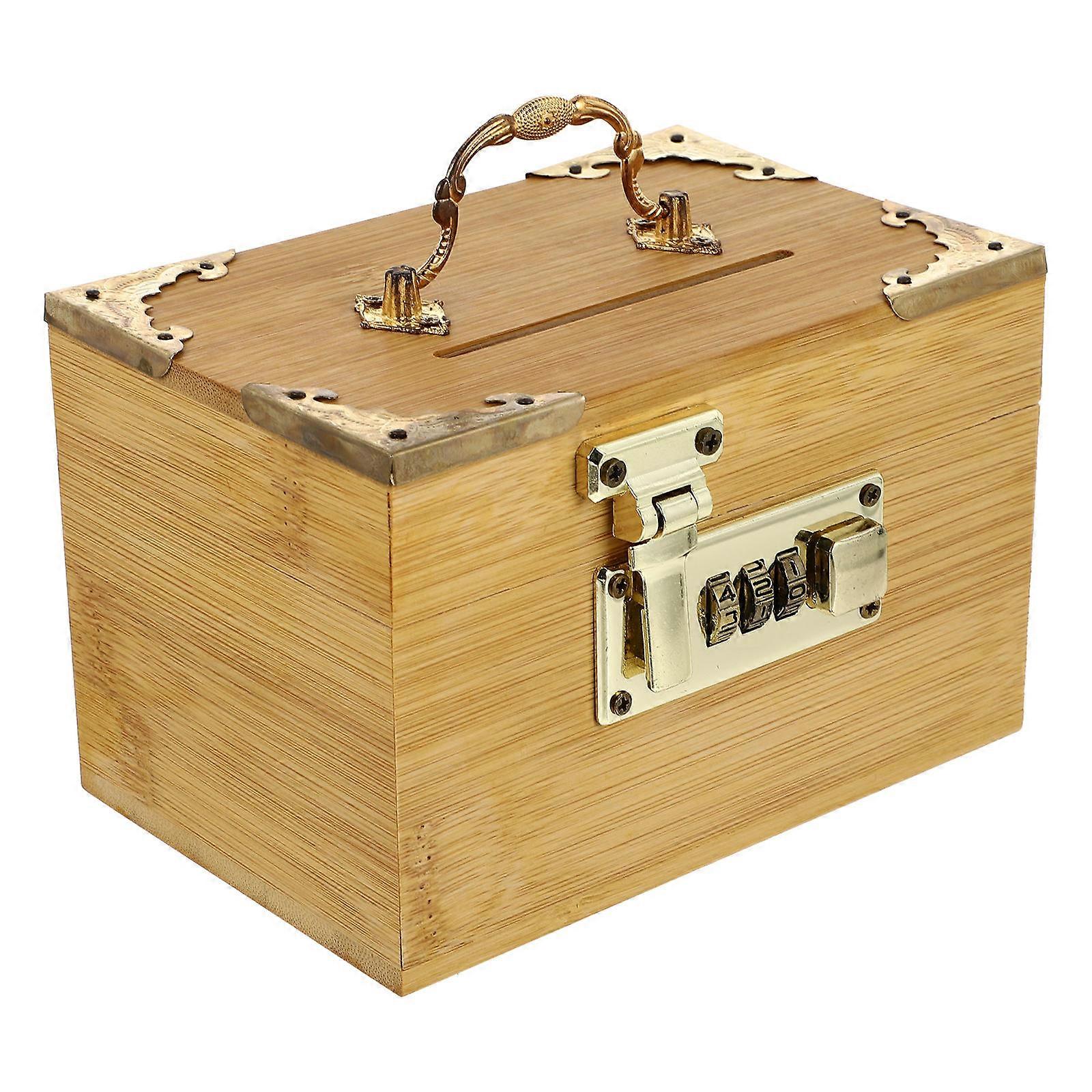 Stylish Savings Container, Wood with Password Lock for Daily Use