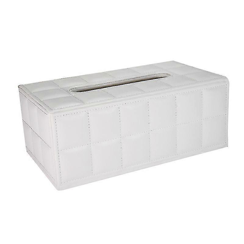 Rectangular Leather Tissue Box (white)--