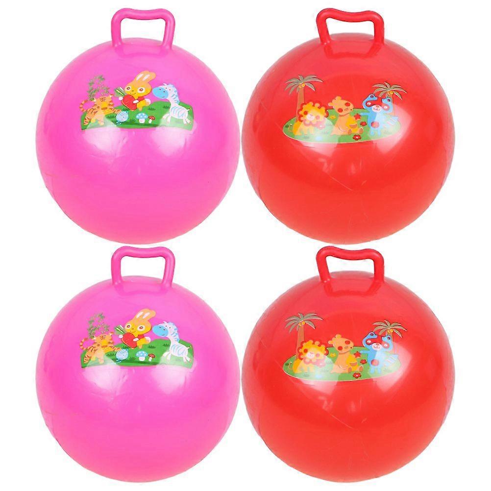 4 Pcs Kids Inflatable Exercise Balls Jumping Balls Cartoon Pattern Hopper Balls