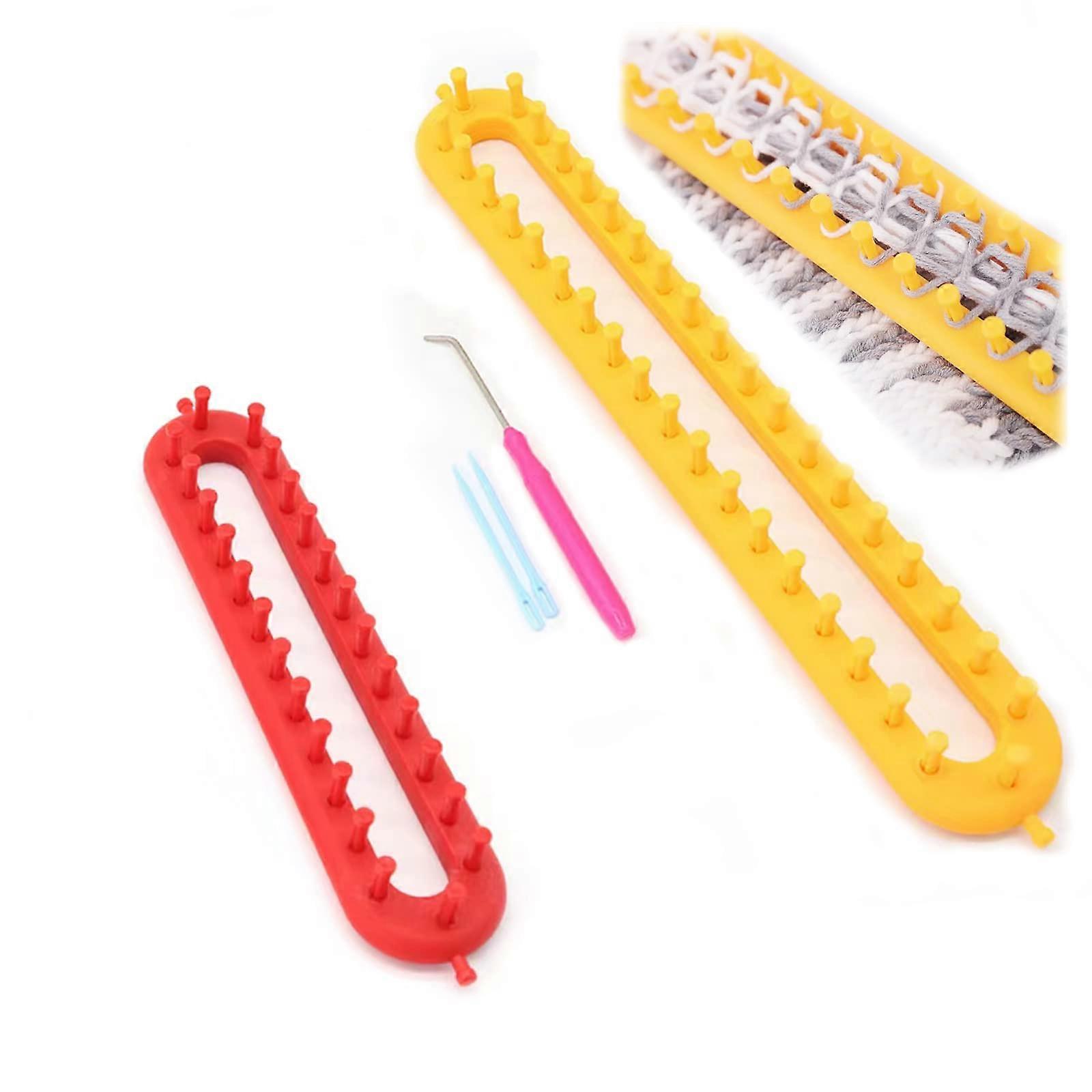 Knitting Loom Set Plastic Loom Kit With Hook Needle, 2-Pack Different Sizes For Beginners, DIY Crochet Loom Kit For Hats