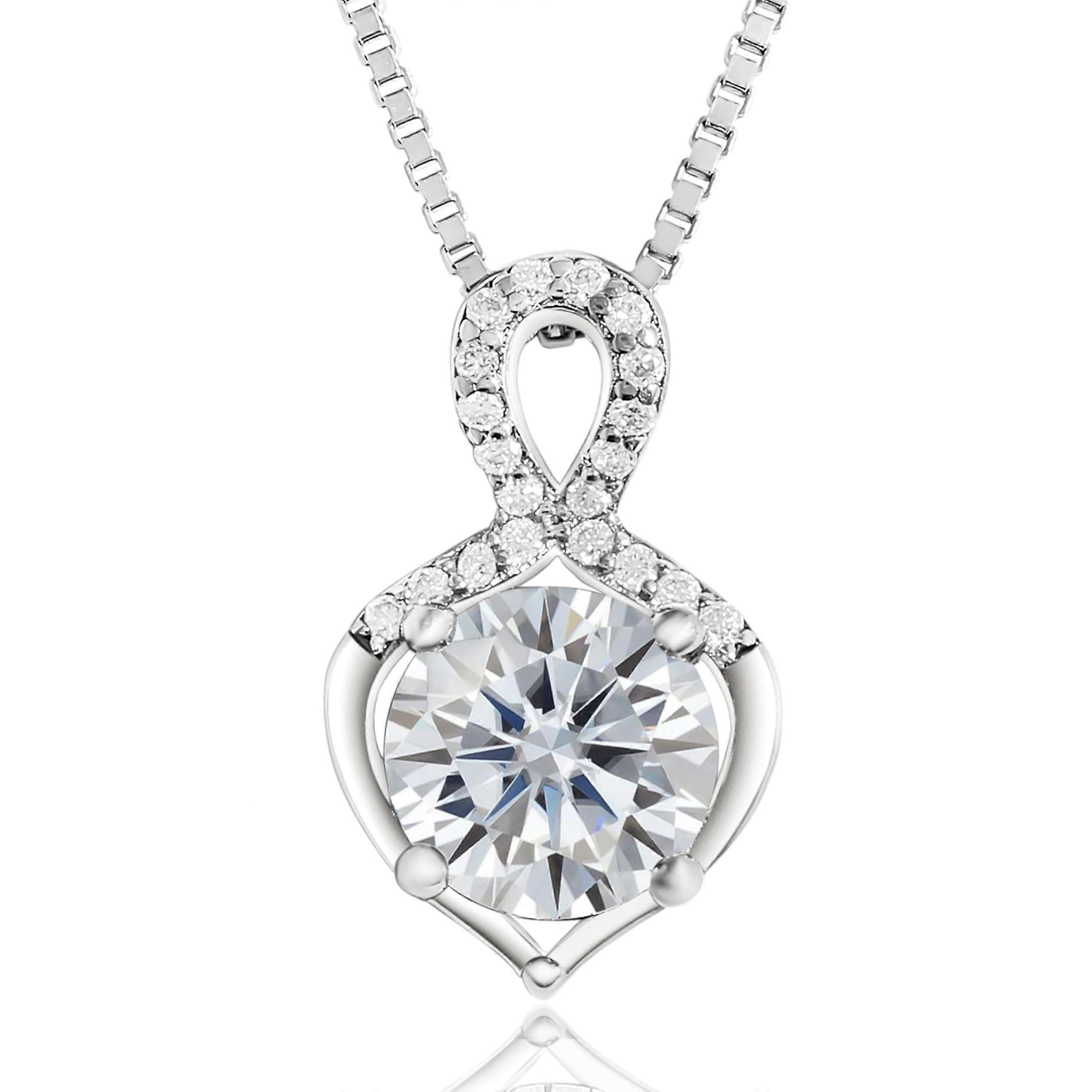 1CT Moissanite Pendant Necklace – 925 Sterling Silver Necklace for Women