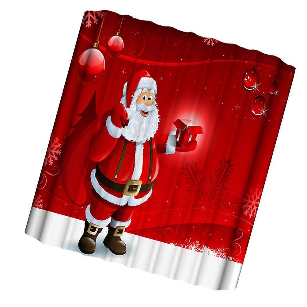 Rectangle Waterproof Polyester Shower Curtain 180x200cm Christmas Santa Clause Pattern For Bathroom Use 1Pc