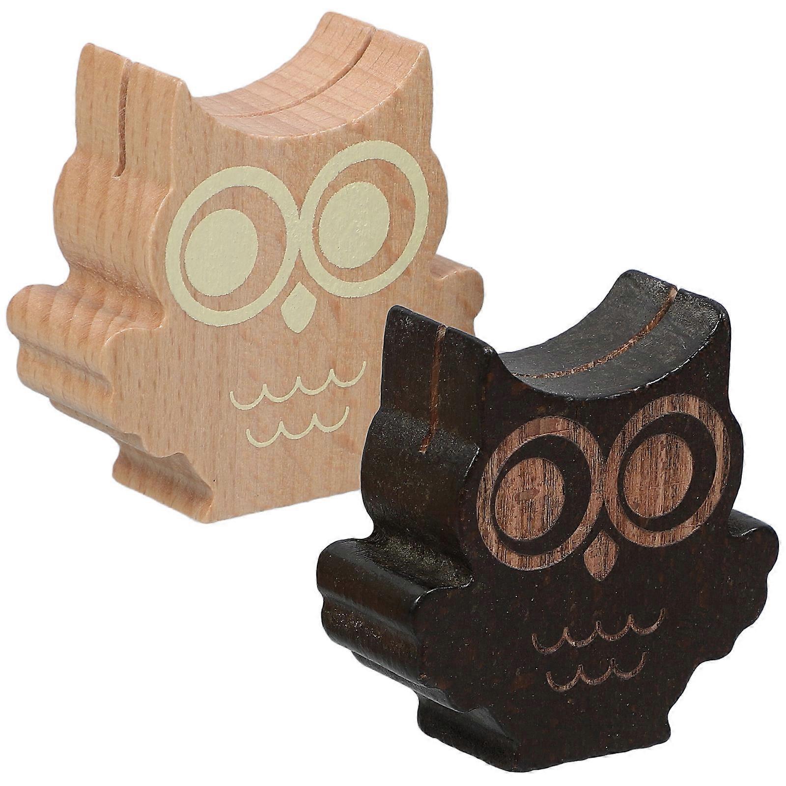 Wooden Table Number Holders 2pcs Owl Design Memo Clips for Weddings, Anniversaries, Birthdays Portable Picture Note Holders