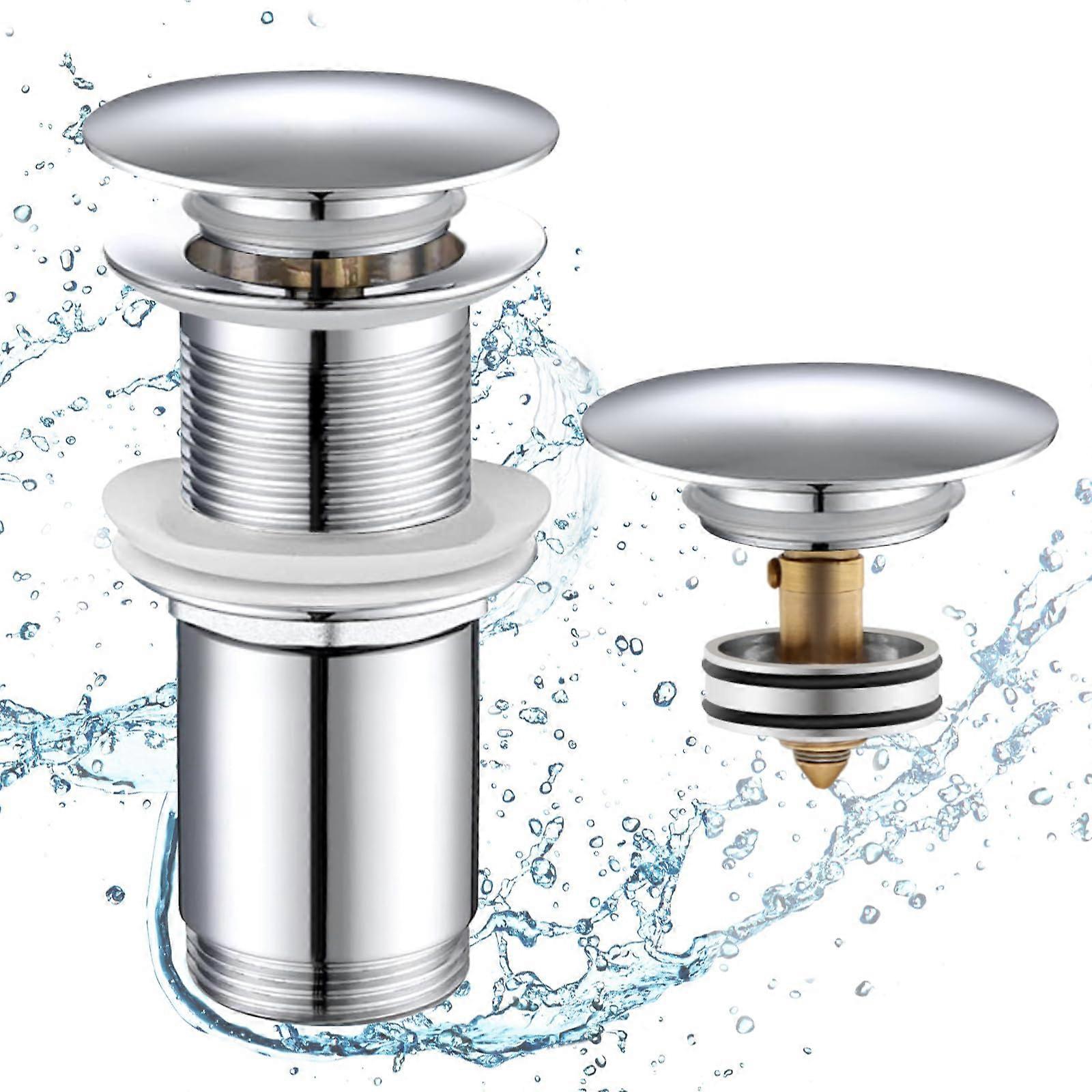 Drain Fitting for Washbasin with Hair Strainer Brass Chrome Without Overflow
