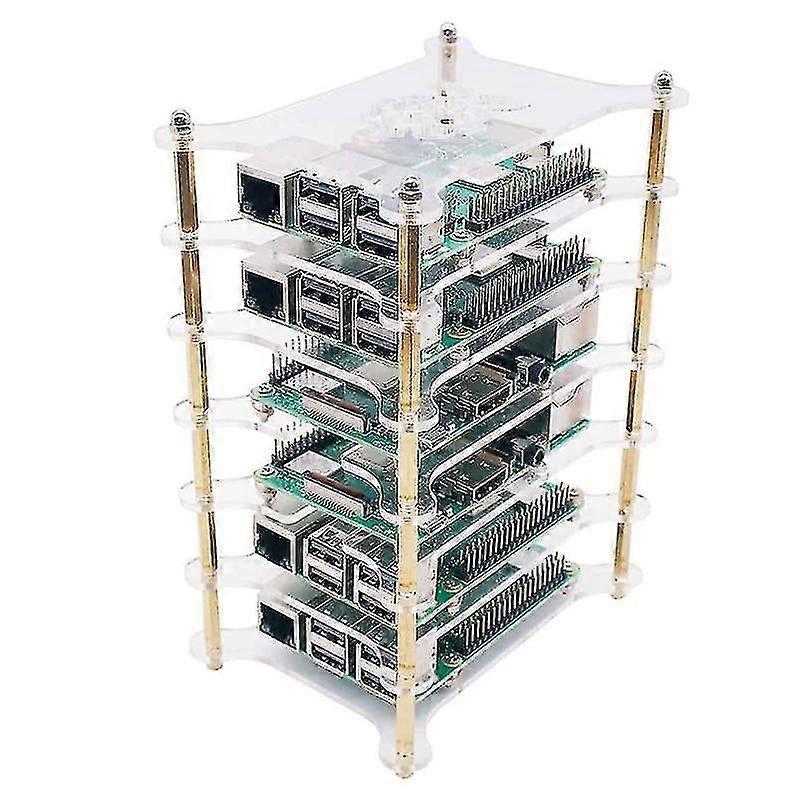6-Layer Acrylic Clear Case Enclosure for Raspberry Pi 4B/3B+/3B/2B/B+ Stackable Box