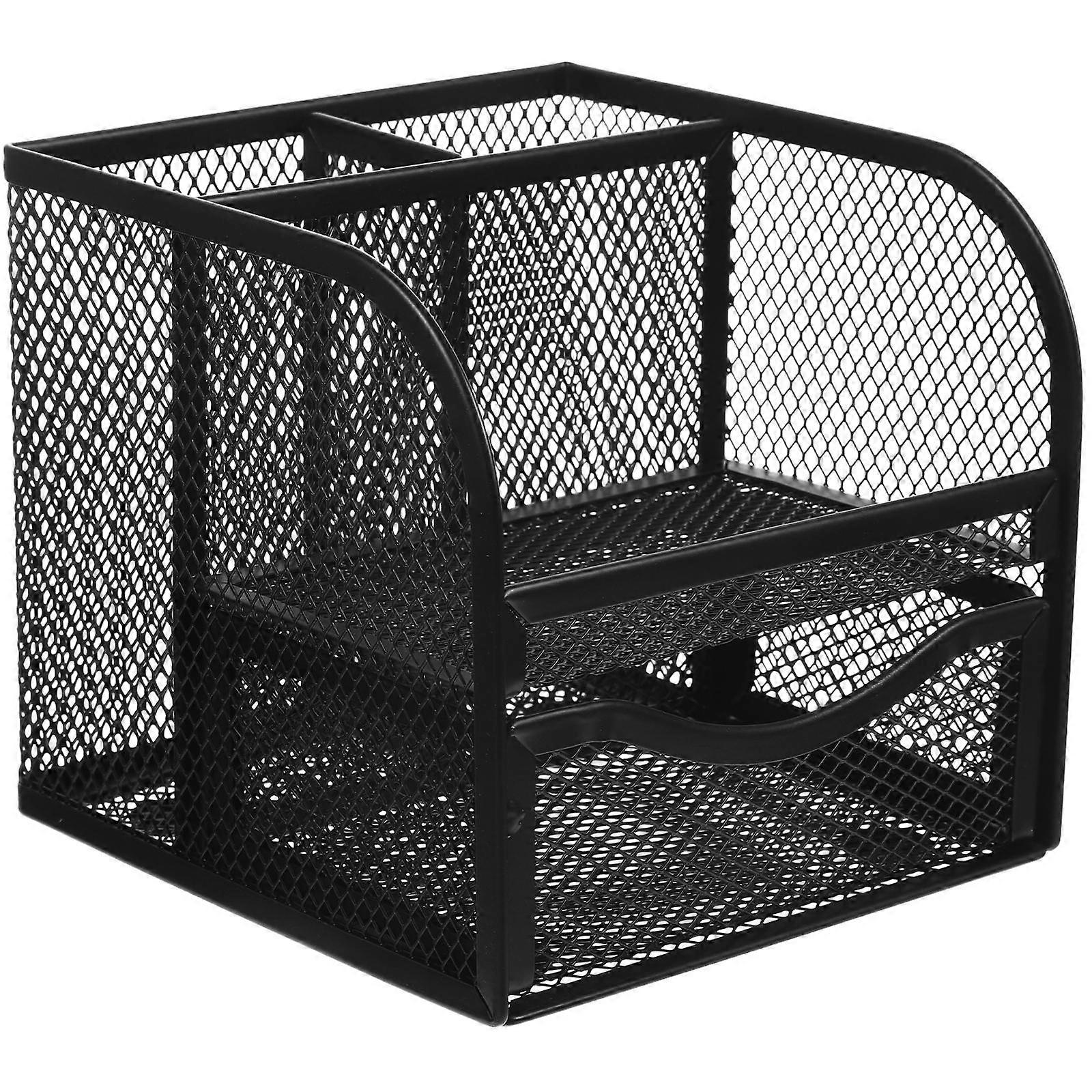 Metal Pen Holder with Mesh Organizer – Stylish, Lightweight Desktop Storage for Office or Home Use – Keeps Stationery Tidy and Accessible