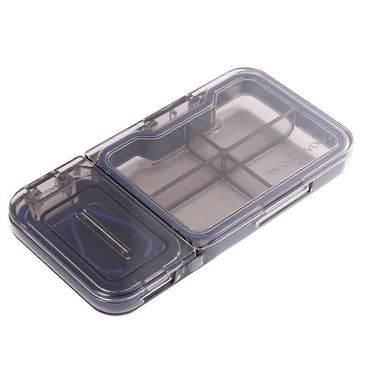 Portable Travel Pill Container Mini Pill Case Organizer Blue 11.9X6.3cm Medicine Dispensing 1Pack