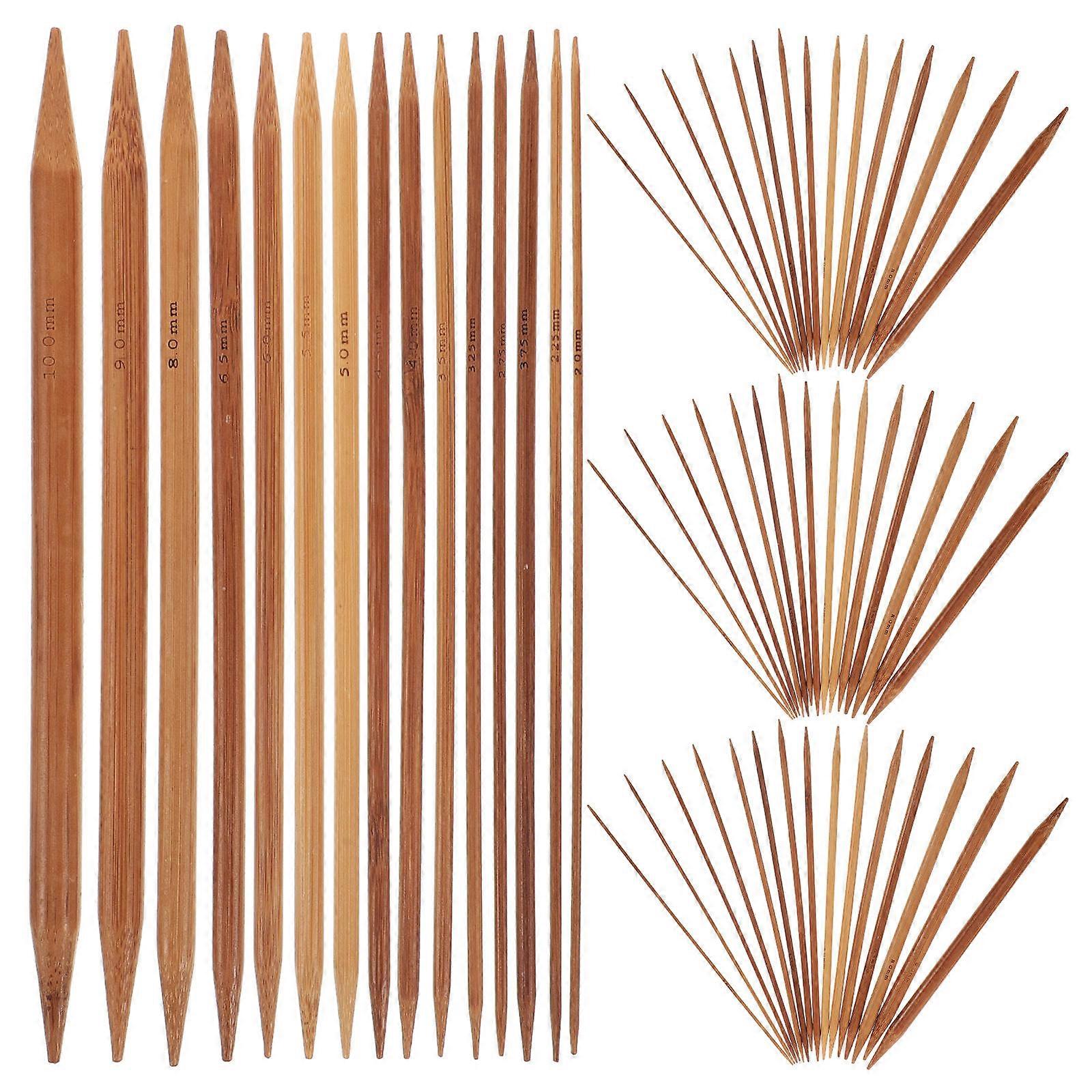 Craft Knitting Needle Premium Bamboo Straight Kit For Beginners Chocolate 75Pcs Home Diy
