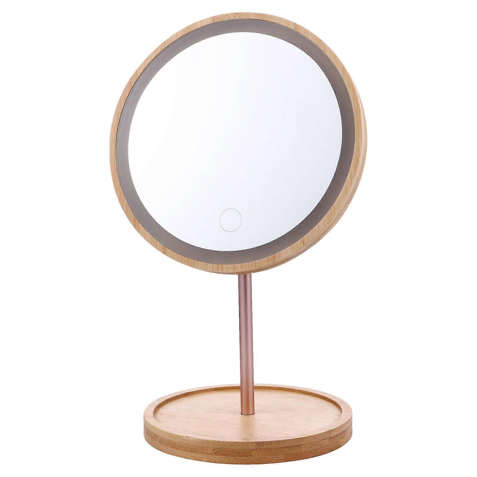 Swivel LED Makeup Mirror with Smart Dimming, High Definition Vanity Mirror for Desktop, Stylish Round Design for Home and Beauty Use