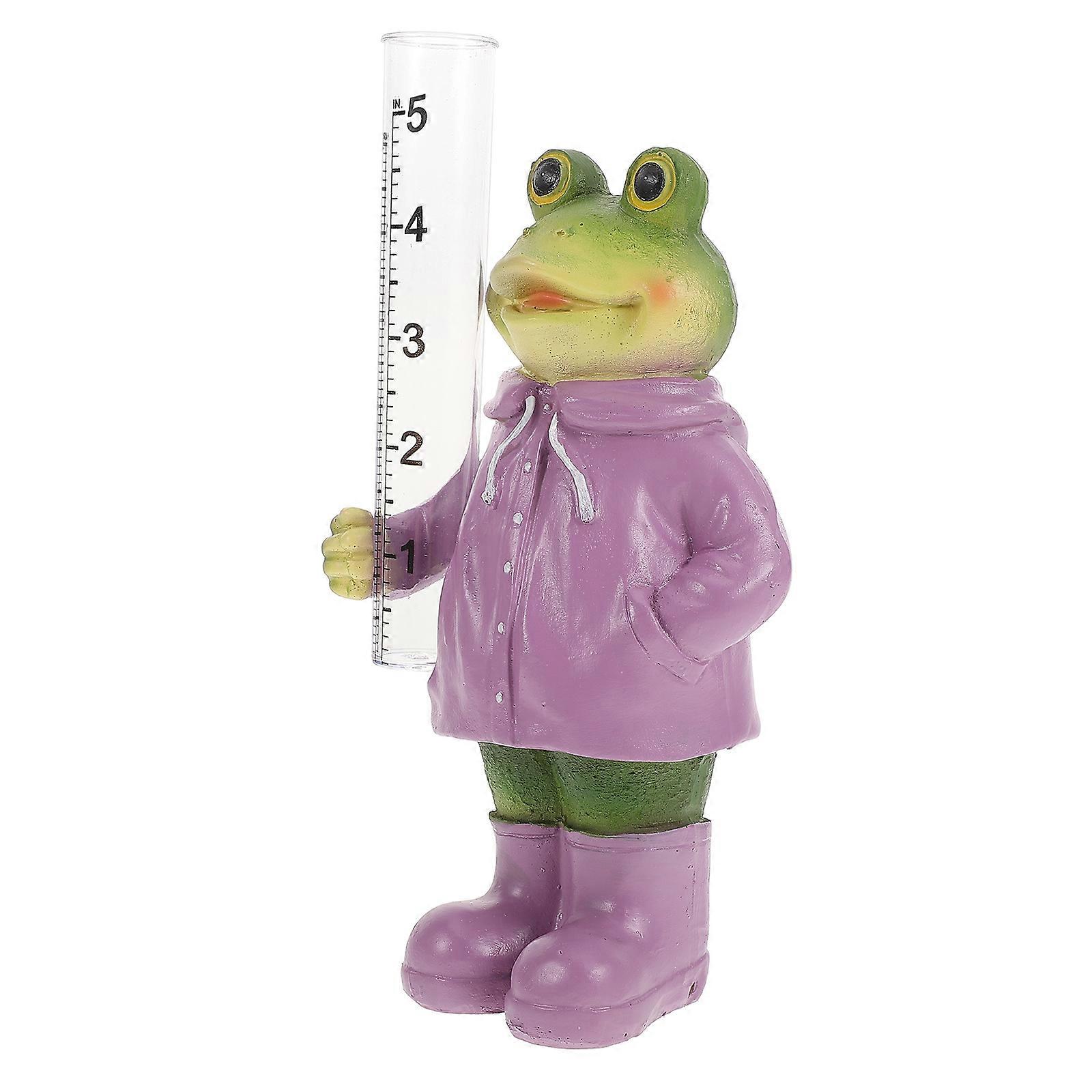 Cute Garden Frog Rain Gauge with Transparent Tube for Accurate Rainfall Measurement – Lawn, Deck, and Outdoor Decoration Ornament
