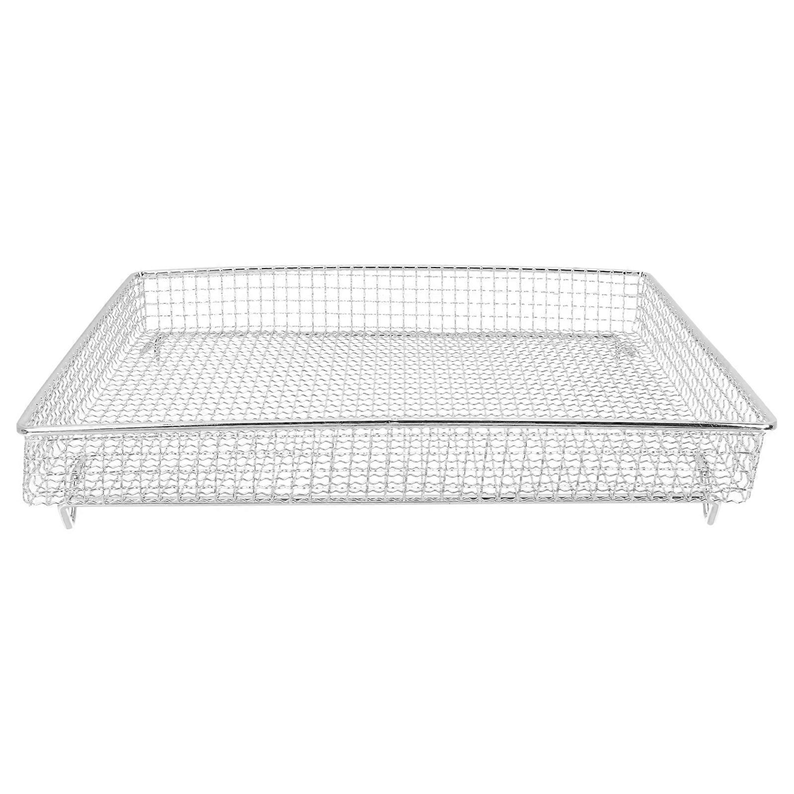 Basket For Air Fryer Cooling Rack Rectangular Silver 29x25.5cm Draining 1Set