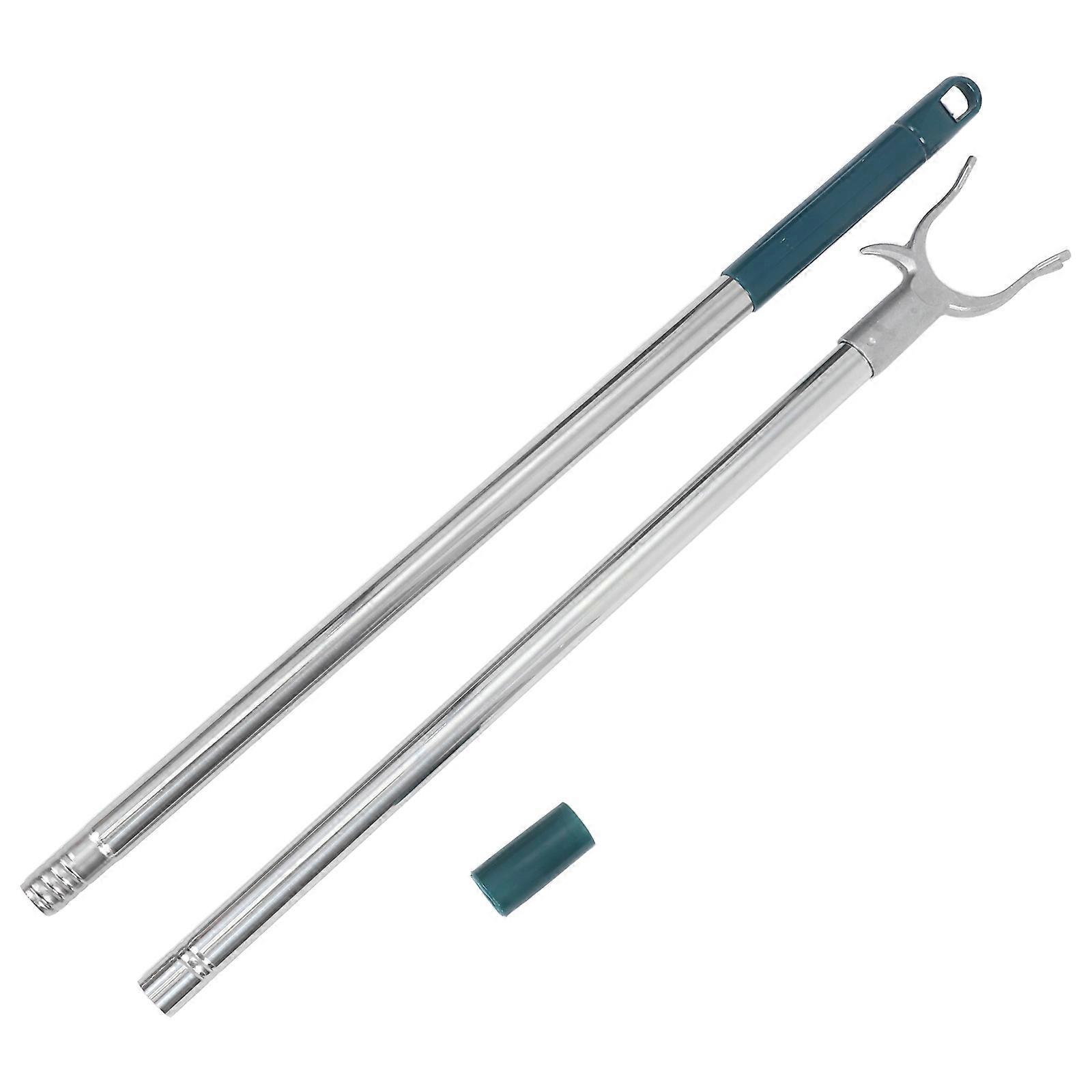 Retractable Clothesline Pole with Garment Hook for Balcony Closet – Stainless Steel Drying Tool for High Ceilings, Long Head Design, Smooth Edges