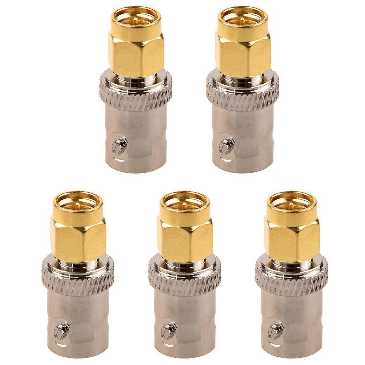 5X SMA Male to Silver Tone BNC Female Connector Adapter