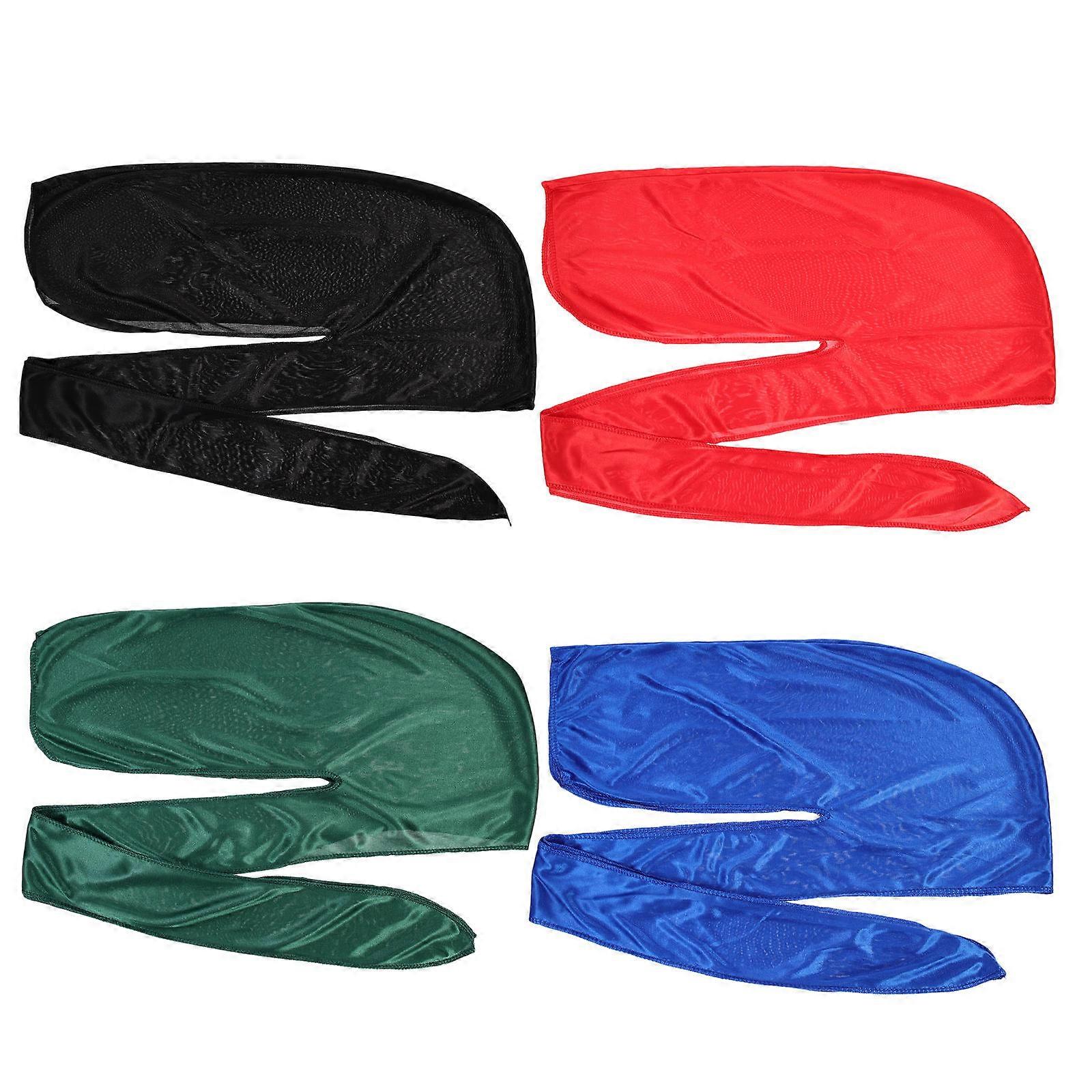 4pcs Breathable Do Rags for Men – Comfortable Long Tail Head Wraps, Fashionable Hip Hop Skull Caps, Durable Unisex Bandana for Outdoor Cycling,