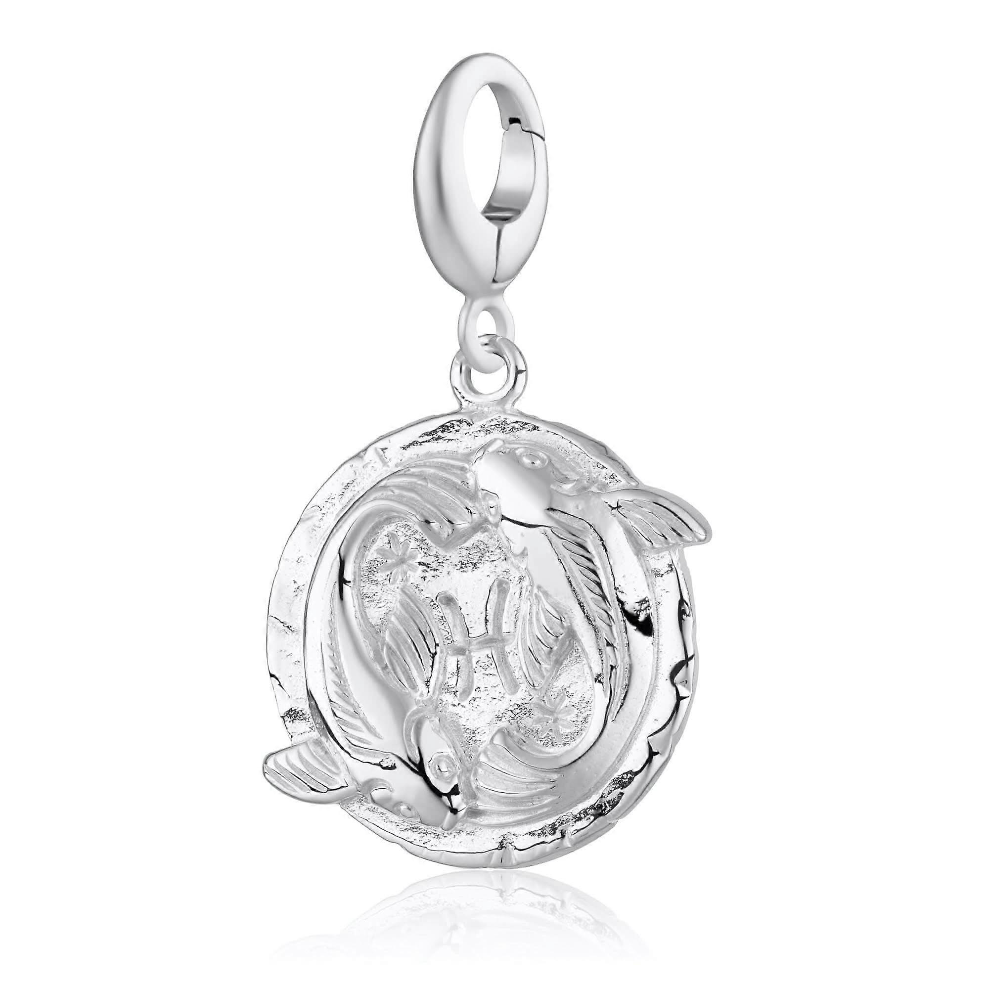 Engraved Silver Pisces Zodiac Charm CSPIC