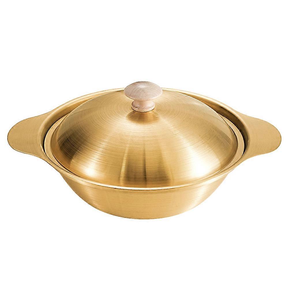 Stainless Steel Wok Heat Resistant Metal Cooking Wok With Lid Handle Hot Pot 1Set