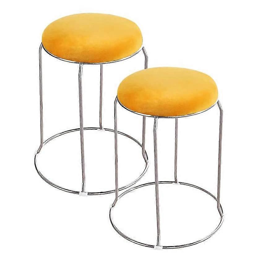 Innovative Orange Stackable Chairs and Stools, Metal Round Dining and Makeup Stool With Flannel Cushions, Space-Saving