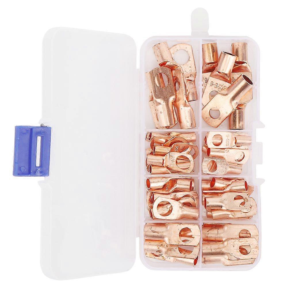 60Pcs/Set Terminal Kit Welding Cable Ring Connector with Storage Box Copper Color