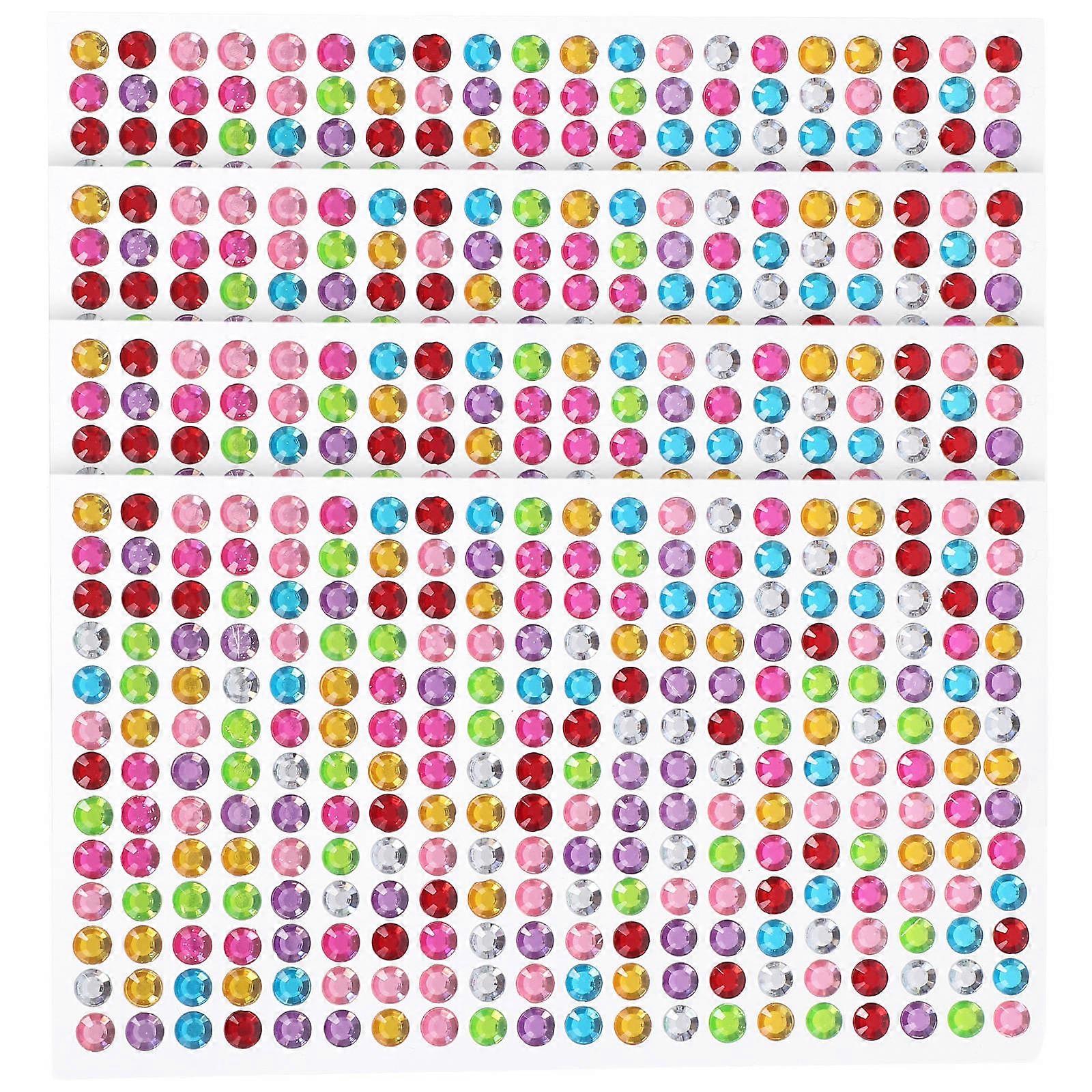 Hair Rhinestones Sticker For Nails Face And Diy Projects Round Shape Acrylic 4 Sheets