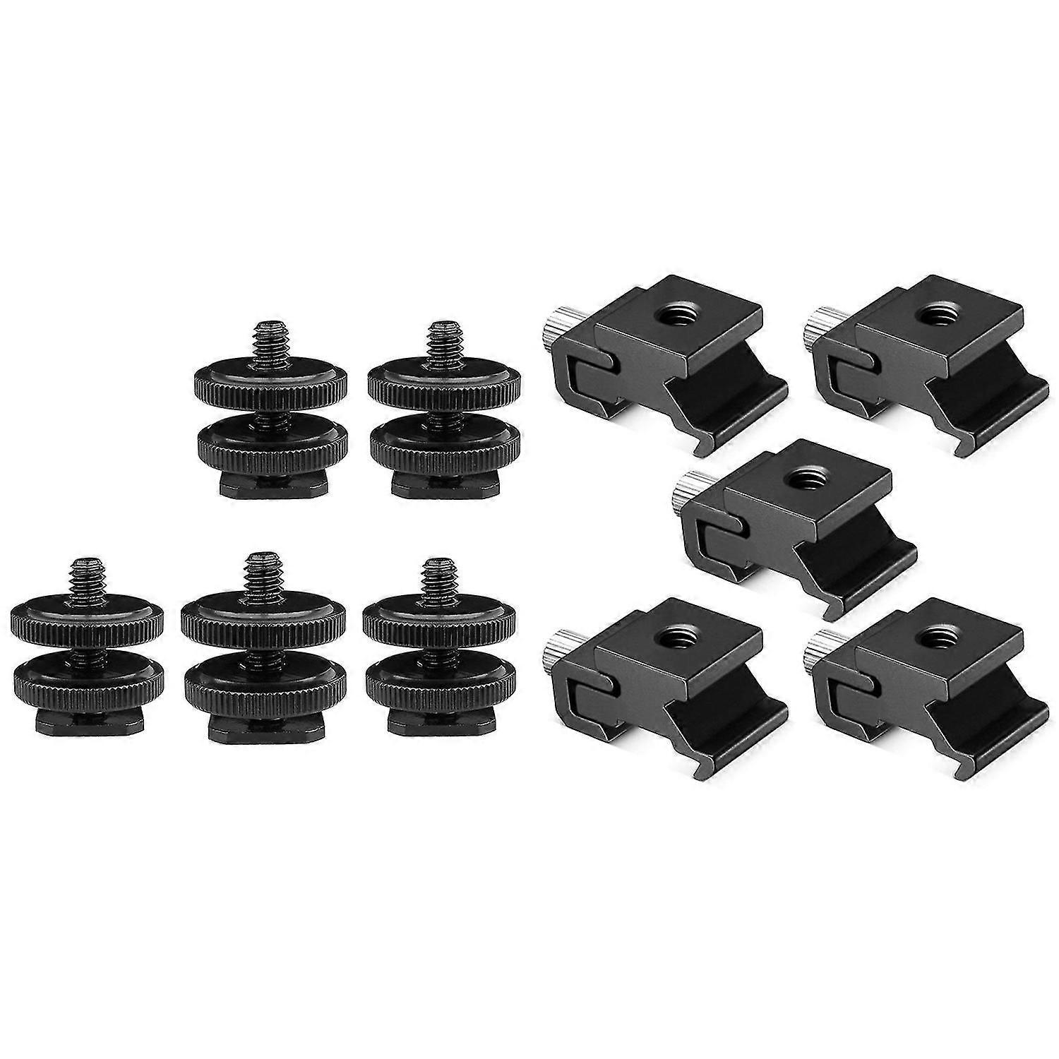 5 Pack 1/4 Inch Flash Hot Shoe Mount Adapter With Double Nuts