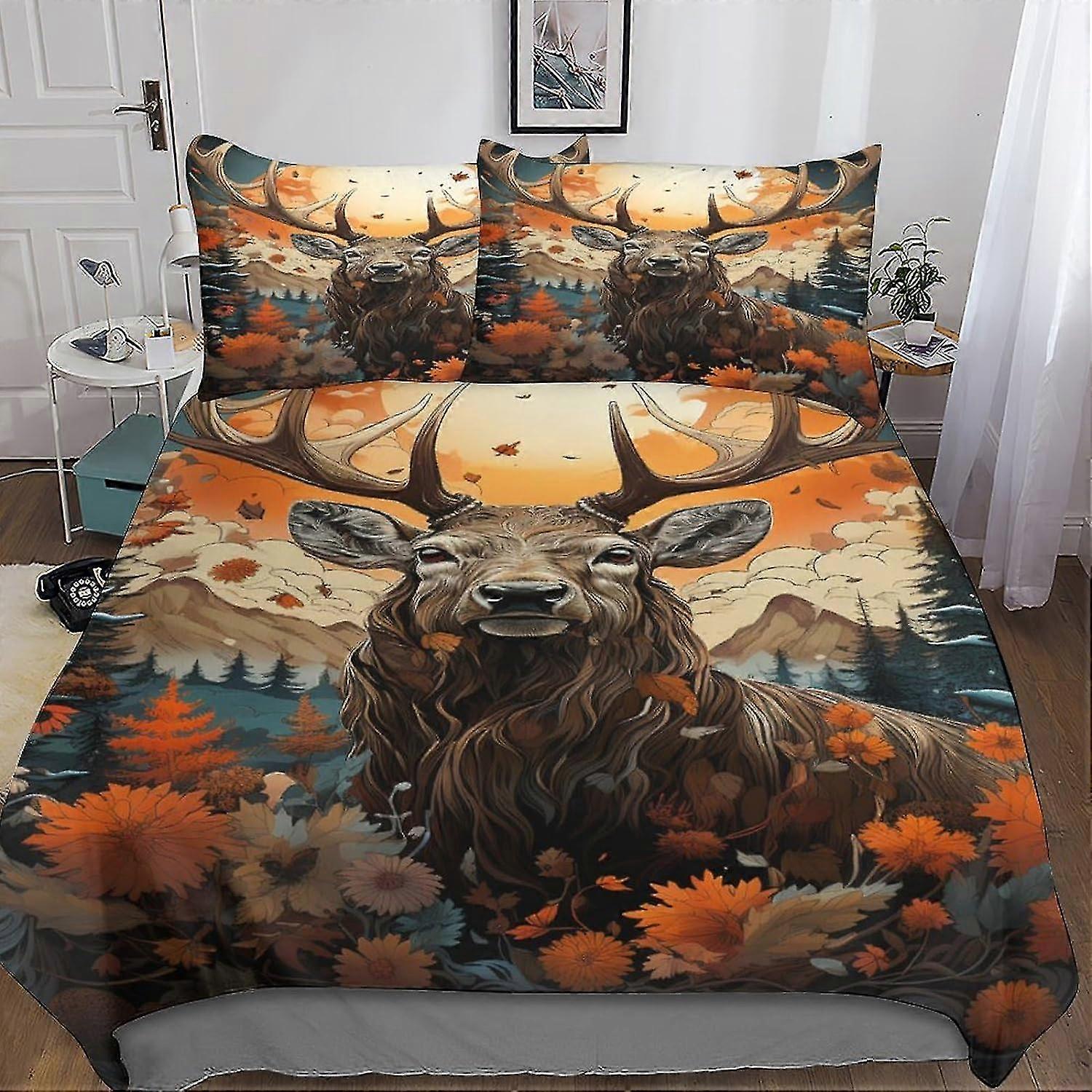 3D Wildlife Quilt Duvet Cover Bedding Set for Kids and Teens - 3 Piece Soft Microfiber with Zipper Closure