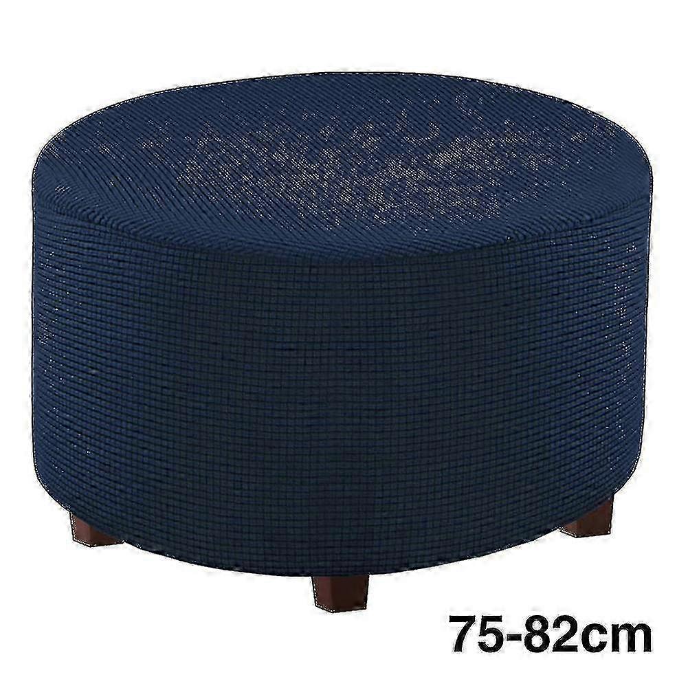 Reduced!!footstool Protector Cover Round Ottoman Slipcover Removable XL Navy Blue