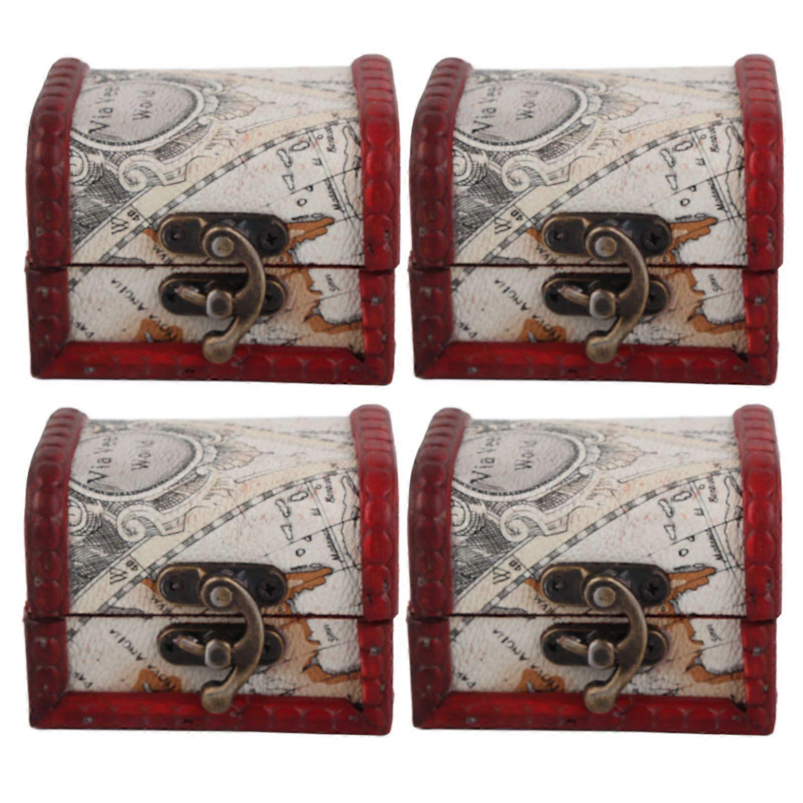 2025 أحدث طراز 4 قطع مربع مجوهرات خشبية الرجعية نمط شجرة العشب عالية