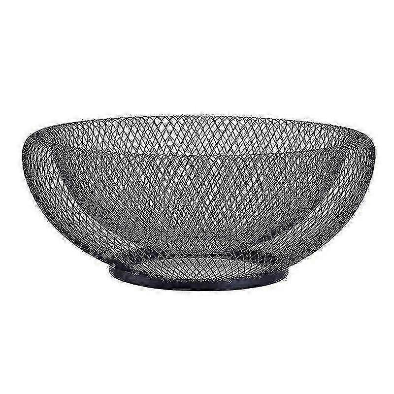 Creative Metal Mesh Countertop Fruit and Snack Bowl Stand for Kitchen, Large Black Decorative T