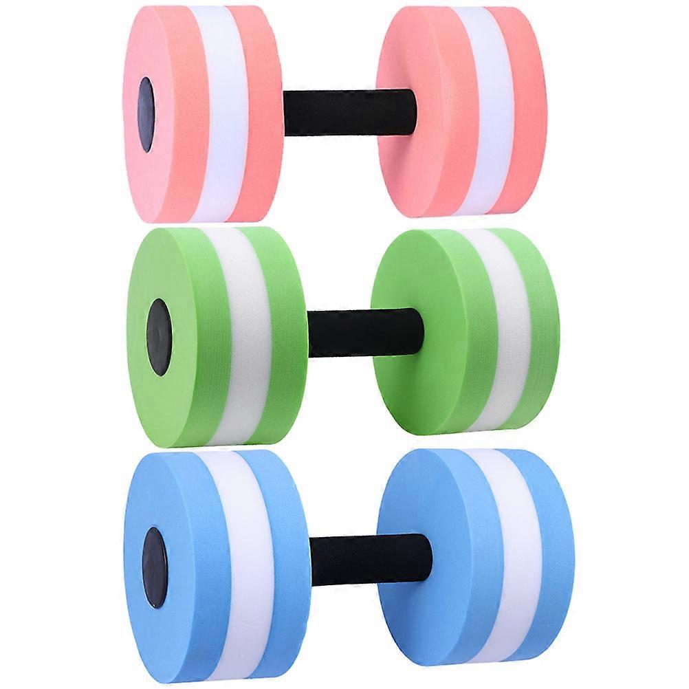3pcs Floating Dumbbell Set Eva Aquatic Barbell for Water Aerobics Fitness Training Pool Workouts Arm Shoulder Cardio Exercises Green Pink White Blue