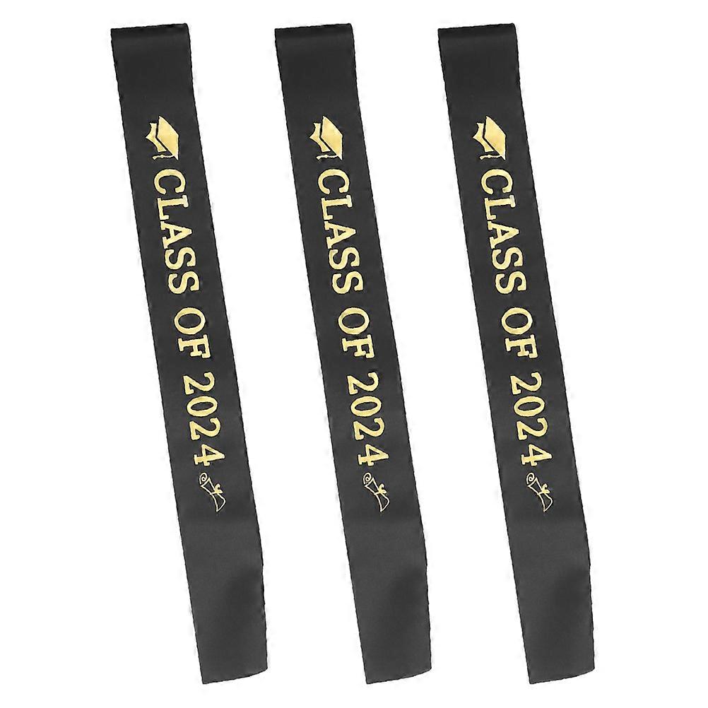 3pcs Graduation Sash Satin Shoulder Straps with Foil Lettering for School Leavers – Comfortable, Elegant for Graduation Ceremonies and Parties