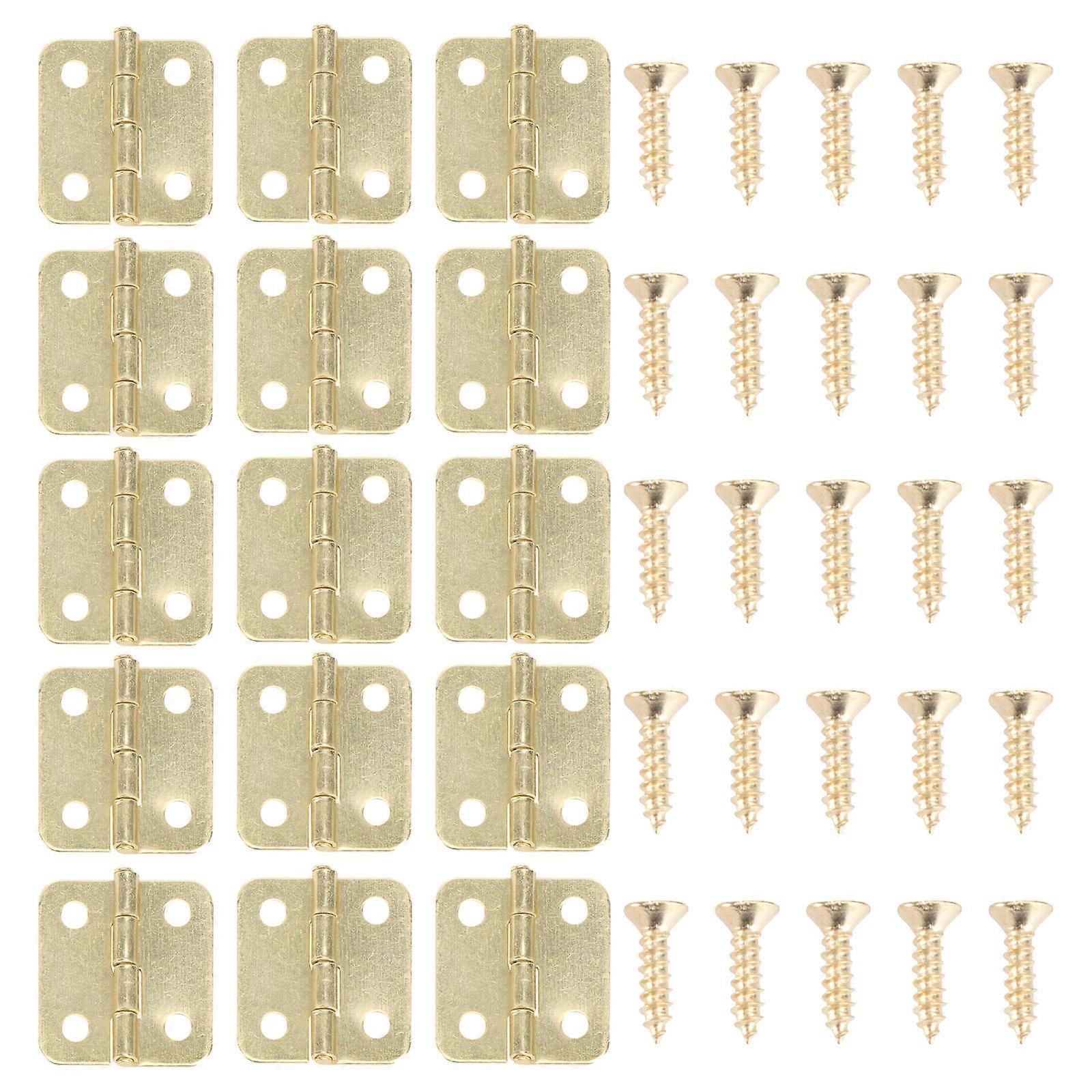 Jewellery Box Hardware Mute Operation Stainless Steel Hinge for Installation on Cases and Boxes Yellow 1.80X1.60X0.40CM 20Pcs