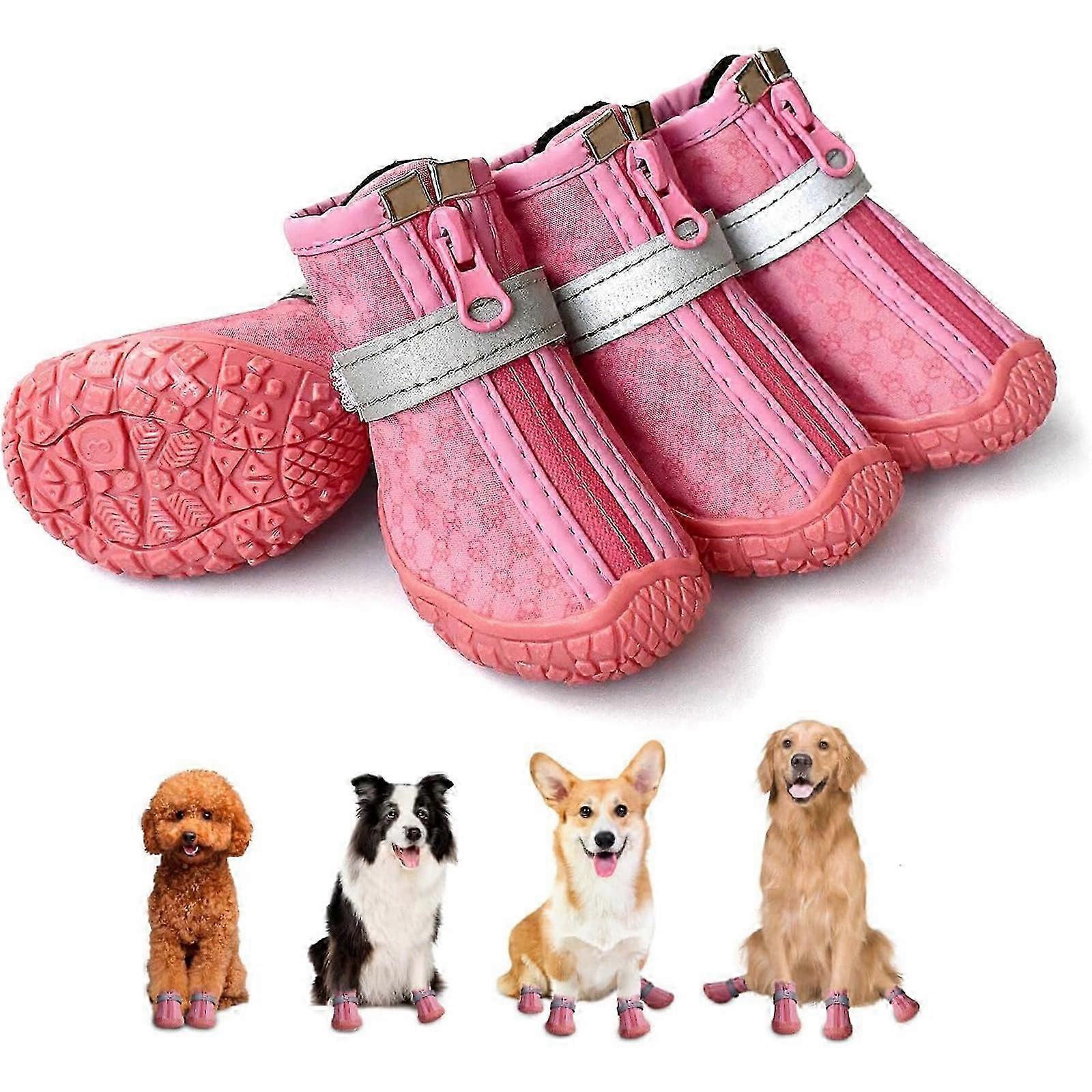 小型犬用の黄色い犬用靴、屋外ウォーキング用の防水犬用ブーティー足プロテクター、滑り止め、耐久性、通気性のある子犬の靴、頑丈なアンチ