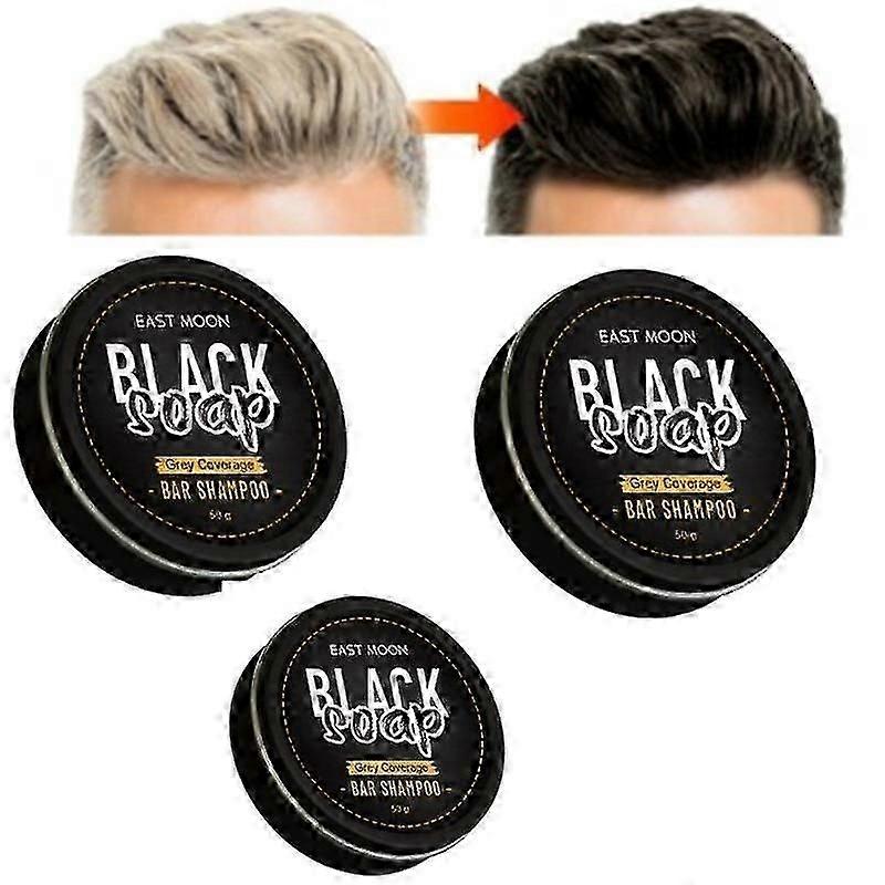 男性用グレーカバーバーシャンプー 3個入り ヘアダークニング ブラックソープ 白髪カバー用