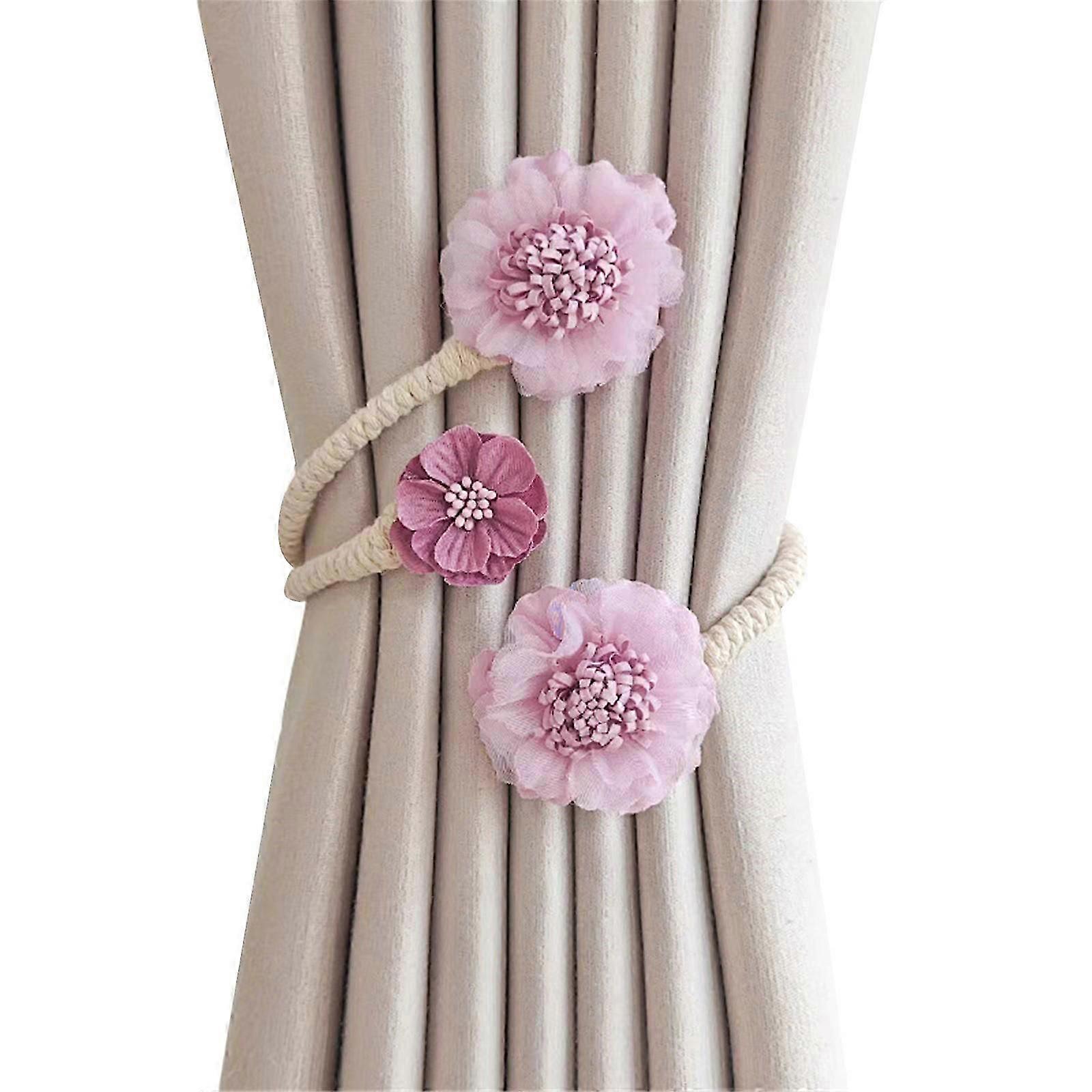 Flexible Artificial Flower Curtain Holdback Tie No Tool Required for Easy Use Floral Window Drapery Tieback Buckle Clip