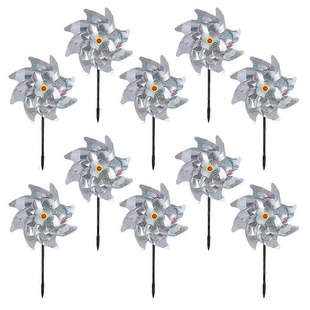 Reflective Bird Repelling Pinwheels Outdoor Windmills Sparkly Sequin Lawn Decor for Pigeon Deterrent and Festive Use