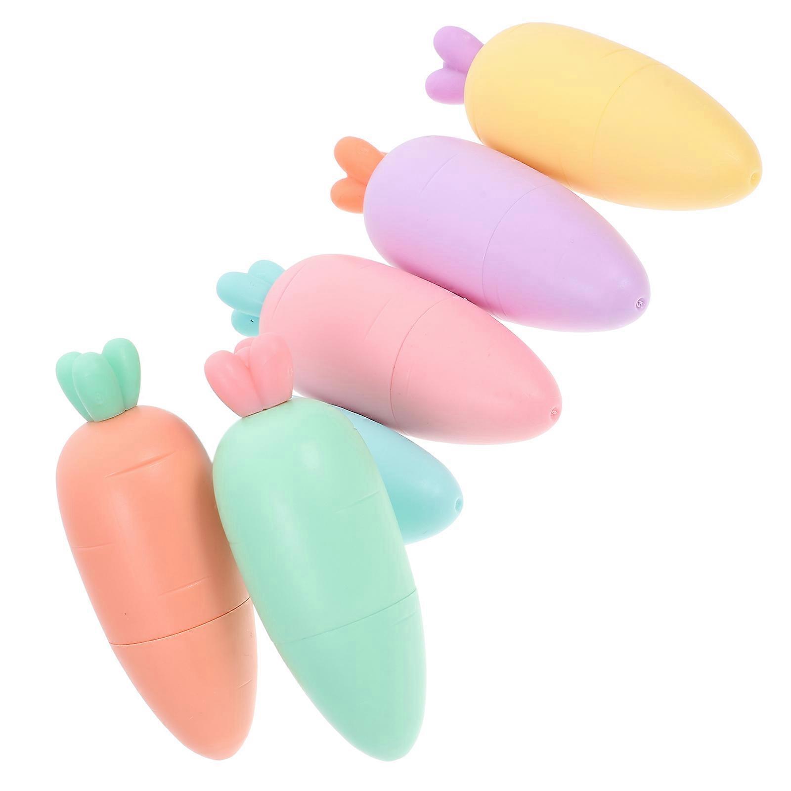 Bulk Highlighters Creative Fluorescent Pens Carrot Shape For Students Fast Drying 6Pcs