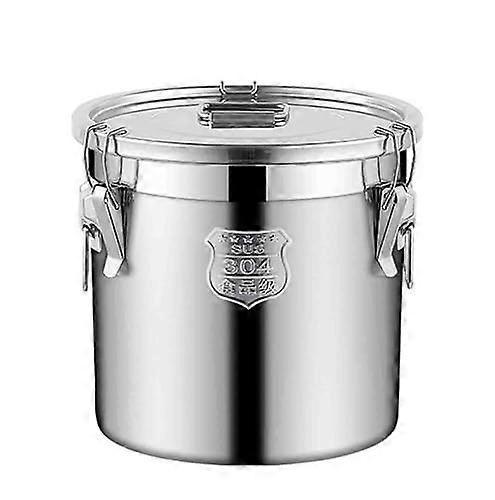 Stainless Steel Müsli Container 33L with Airtight Lid and Handles for Storing Rice, Oil, and Milk on Kitchen Counter