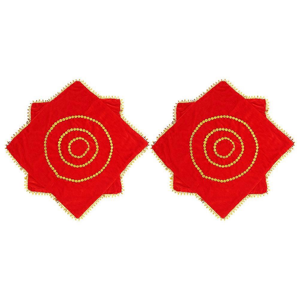 Stage Performance Dance Handkerchief Traditional Square Red Pleuche Durable 2Pcs
